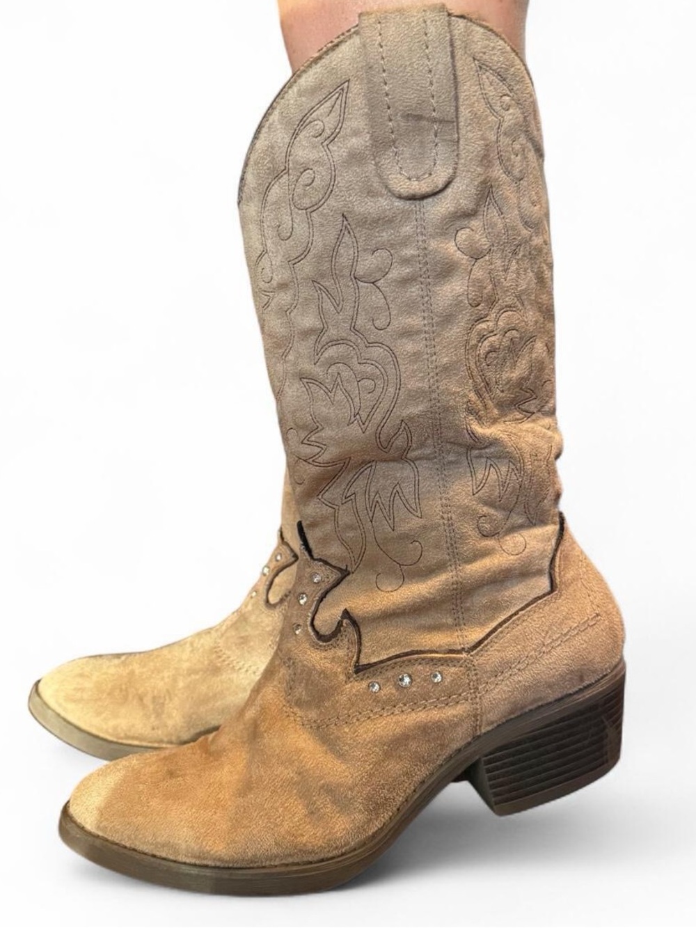 Limited Too Tan Suede Western Knee-High Boots